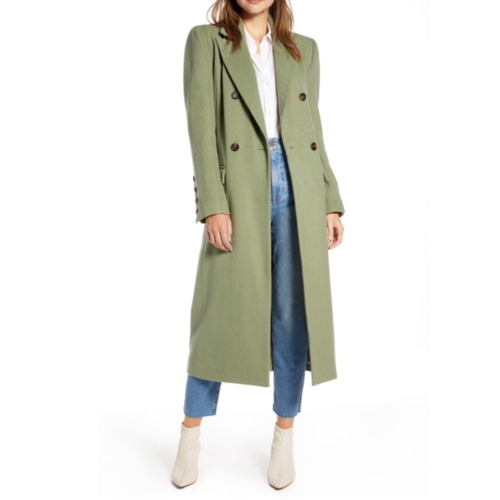 Something Navy Double Breasted Long Maxi Coat Sz M